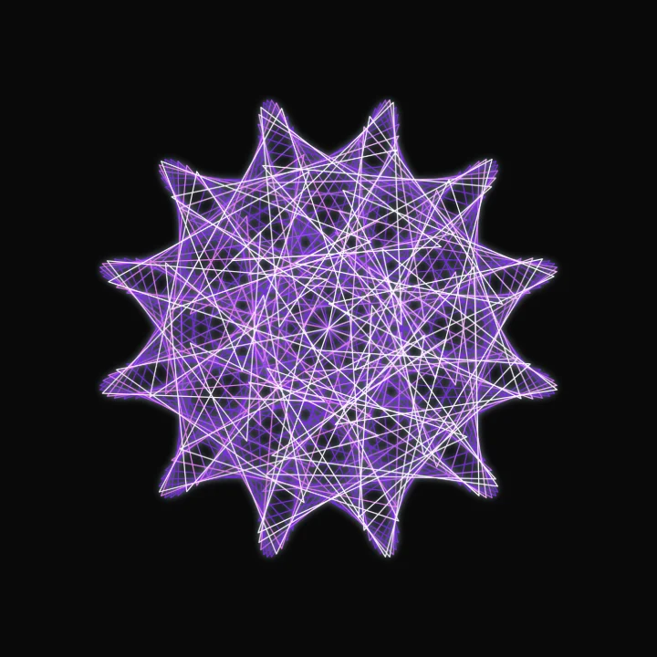 A Maurer rose, n=6, d=71: chords stepping 71 degrees around a six-petal rose