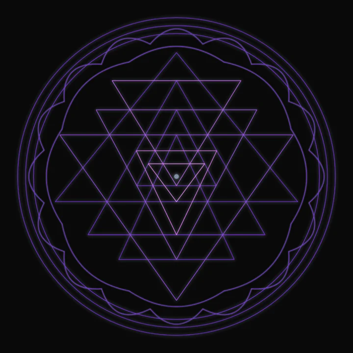 The Sri Yantra: nine interlocking triangles around a central point
